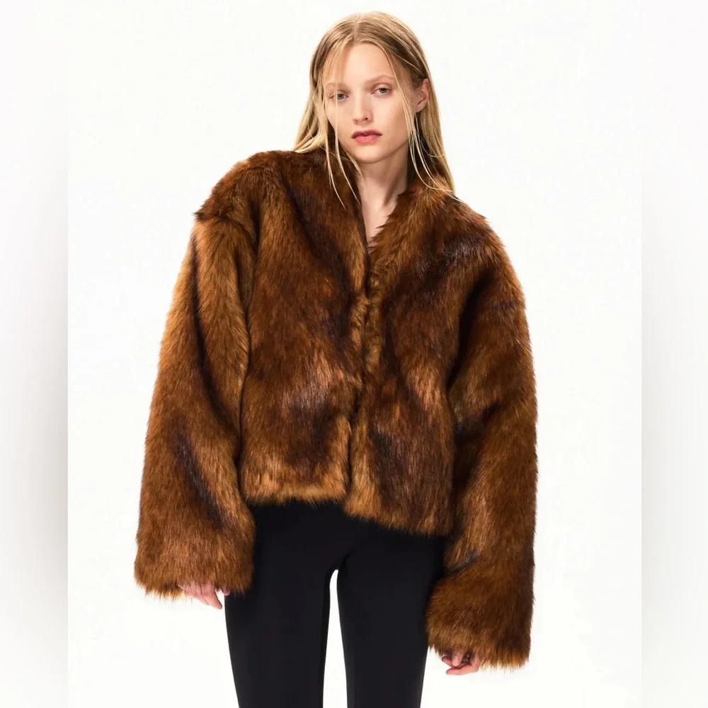 NWT KHY FAUX FUR JACKET IN CEDAR - Picture 3 of 10